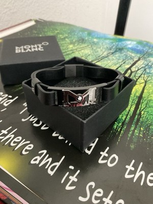 Montblanc Leather Strap Band Bracelet Black Gold