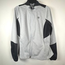 Ariat Grey Black AriatTEK Full Zip Performance Softshell Jacket Mock Neck Wmen L