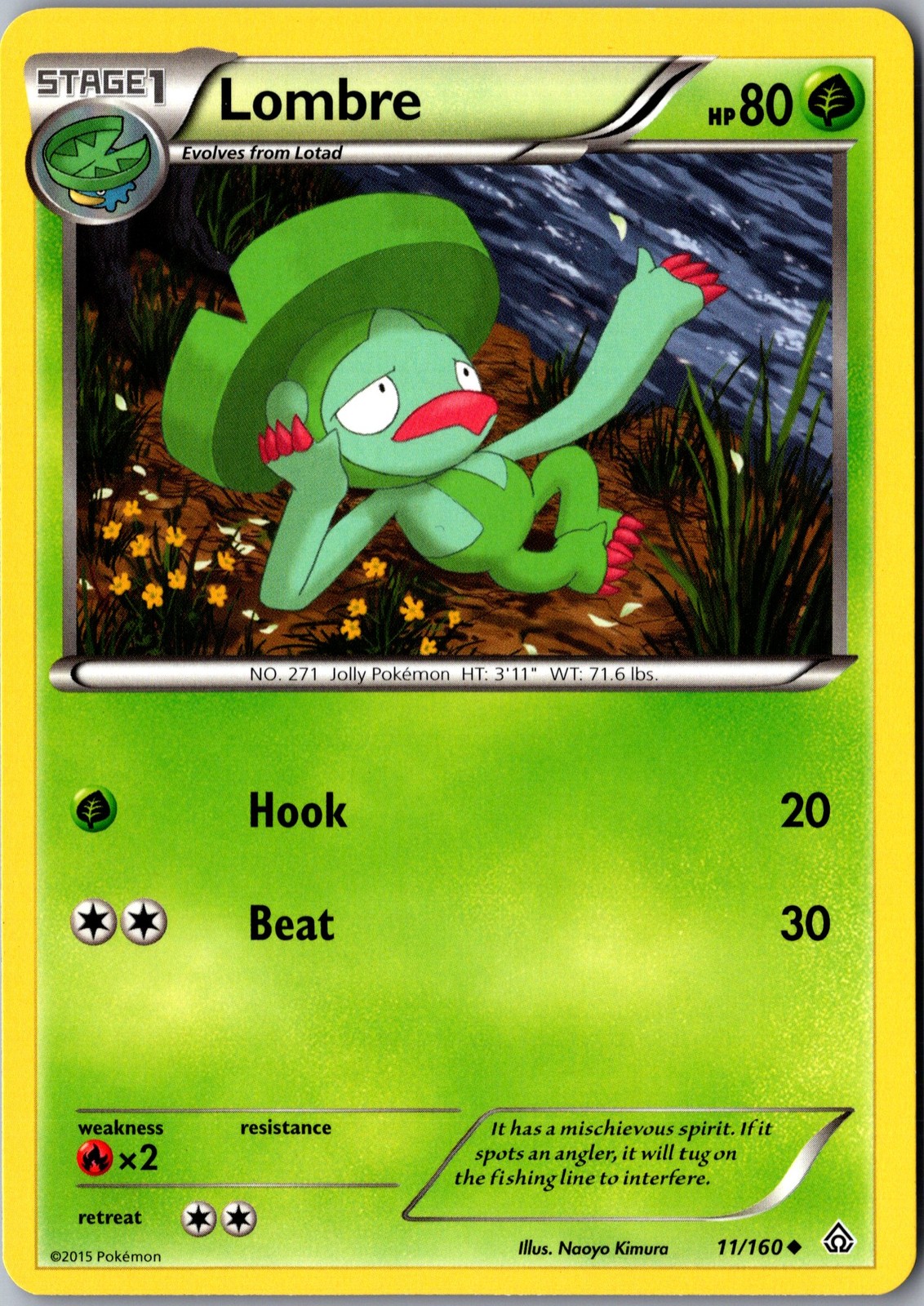 Lombre 11/160 Uncommon XY Primal Clash LP Pokemon Card