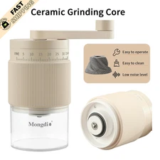 Manual Coffee Bean Grinder 35 Settings Conical Burr Hand Grinder Portable WhiteS