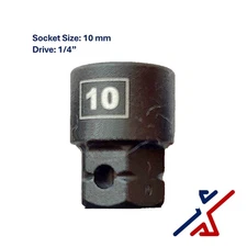 10mm. x 1/4" Drive Nano Socket / Stuby Socket by X1 Tools