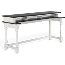 Sunny Designs Carriage House 76" Wood Console Table in White/Dark Brown