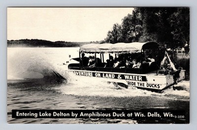 Wisconsin Dells WI- Wisconsin Enter Lake Delton Amphibious Duck Vintage Postcard