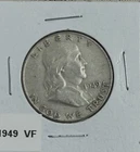 1949 US BENJAMIN FRANKLIN Half Dollar 90% Silver VF