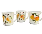Vintage Fire-King Anchor Hocking Gay Fad Hand-Painted Fruit Mugs Set Of 3