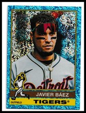2025 Topps Heritage #542 Javier Báez Light Blue Sparkle Refractor Tigers