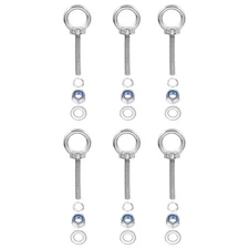 6Pcs M6 x 40mm 304 Stainless Steel Lifting Shoulder Eye Bolt with Nuts Washers