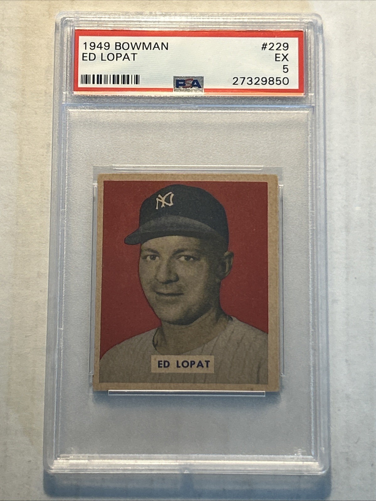 1949 Bowman #229 Ed Lopat RC PSA 5