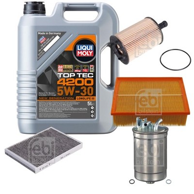 FEBI BILSTEIN Inspektionspaket 5L Liqui Moly Top Tec 4200 5W-30 für Audi A4