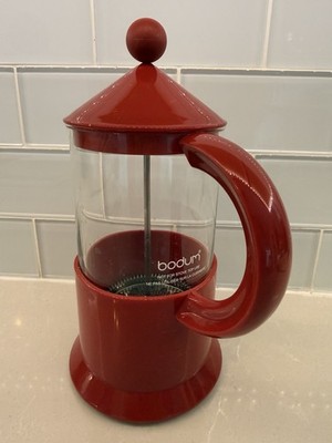 RARE  Bodum Archi 1708 French Press Coffee Maker Red German  Glass 8 Cups