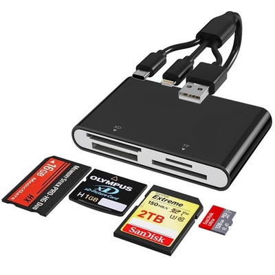 Memory Stick Pro Duo Reader - 4-in-1 Multi Memory Card Reader with Triple Lig...