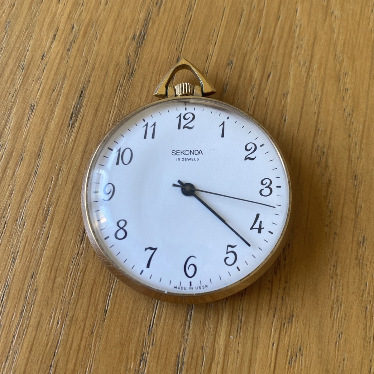 Sekonda Gents' Gold-Tone 19 Jewels Raketa Pocket Watch