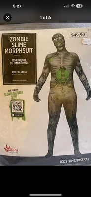 Zombie Slime Morphsuit - Glow in the Dark - Adult XXL (48-50) New In Pkg