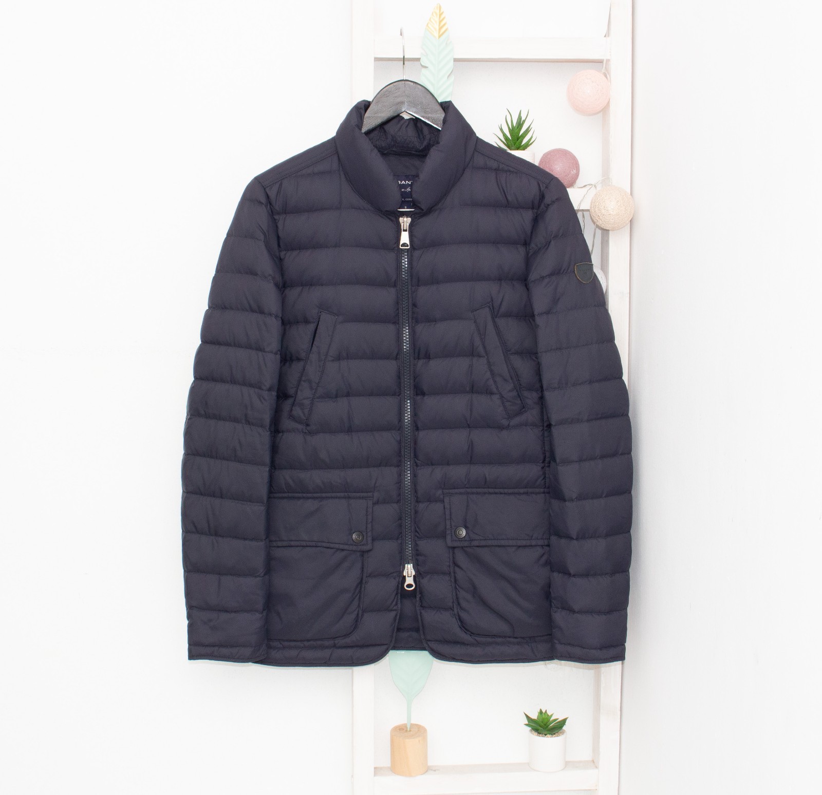 GANT Down Jacket Navy Blue Lightweight Puffer Blazer Short Coat Men's Size S