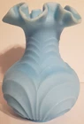 Fenton Vase Baby Blue Satin Finish Drapery Design With A Ruffled Top