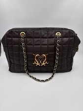 Borsa a tracolla Love Moschino marrone trapuntata catena molto indossata