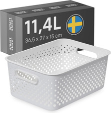 Image of Smartstore Storage Basket with Handles in White 11.4L (36.5X27X15Cm) | Plastic S