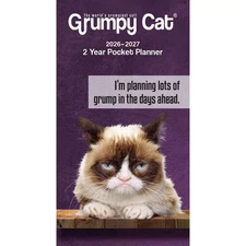 Carousel Calendars,  Grumpy Cat 2 Year 2026 Pocket Planner, 12'' X 12'', 16-Mont