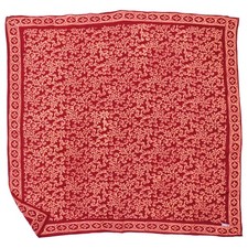 Large 39" Hand Dyed Batik Bandana, Red Loop Pattern, Burgundy, Size Big, XL Scar