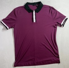 Hugo Boss Slim Fit Polo Shirt Men s Large Purple Black Short Sleeve
