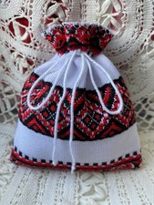 Lot de 10 sacs cadeaux textiles mariage artisanal rouge Ukraine boho baggies ...