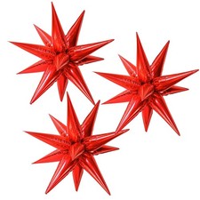 26Inch Red Star Balloons 3Pcs, New Year Christmas Party Decor