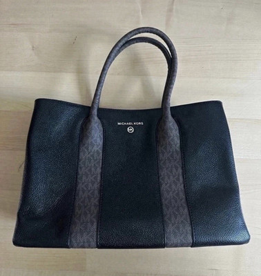 Michael Kors Tragetasche Schwarz Leder Logo/Monogramm abnehmbarer Träger