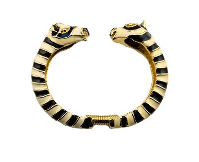 Kenneth Jay Lane ブレスレット Kenneth Jay Lane Bracelet Double Zebra Enamel Bangle KJL Vintage