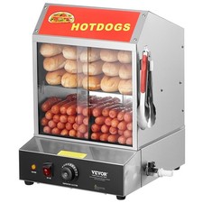 New  Commercial Hot Dog Steamer 2-Tier Electric Bun Warmer 28.5QT Slide Doors