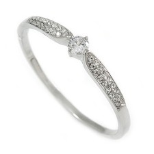 Image of Statement Crystal, Round Cz Bangle Bracelet in Polished Silver Tone Metal -