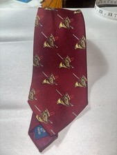 Vintage Polo Ralph Lauren Silk Equestrian Tie Burgundy Horse Head Hunting Horn
