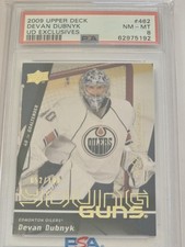 2009 Upper Deck #462 Devan Dubnyk Young Guns EXCLUSIVES Rookie RC PSA 8 NM-MINT