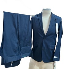 Calvin Klein Boys 2 Piece Set Formal Suit Set 14 Husky Blue Stretch Slim Fit