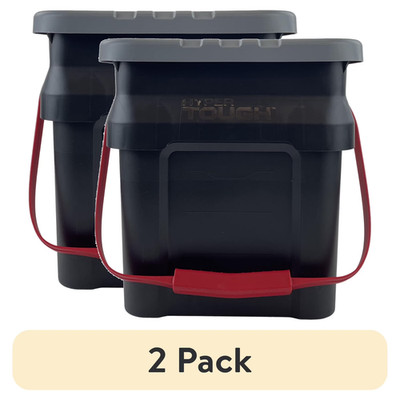 (2 pack) Hyper Tough 5 Gallon Heavy Duty Plastic Material Bucket Tote,Adult