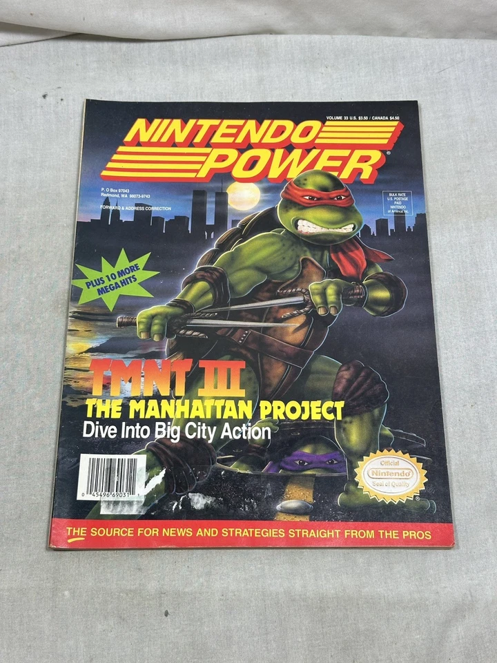 Nintendo Power Magazine Vol 33 1992 TMNT III Ninja Turtles w/Poster and Inserts Foto 2 de 4