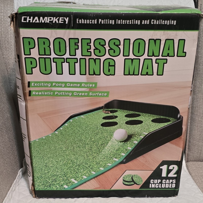 Champkey Professional Putting Mat, 12 Cup Caps, Exciting Pong Game