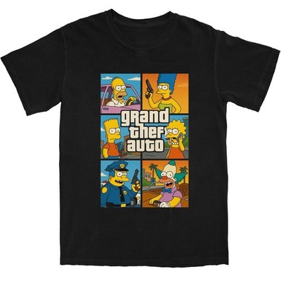 THE SIMPS0NS - Grand Theft Auto parody Tee Unisex Short Sleeve Shirt  S-5XL