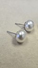 Vintage 925 Sterling Silver 11mm White Gray Pearl Button Stud Earrings 2 Pairs — photo 2