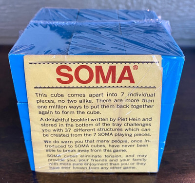Vintage SOMA Finest Cube Puzzle Dame Piet Hein Denmark 1969 NOS Sealed Blue MCM