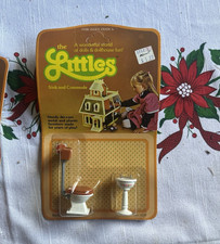 Mattel The Littles Sink Toilet Bathroom Set 1:24 Vintage 1980s White/Brown