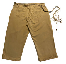 Faded Glory Women's Brown 100 Cotton Capri Mid Rise Pants Size 16 Belted