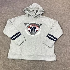 Washington Wizards Hoodie Mens Large Gray NBA Basketball Pullover Stripe Sleeve