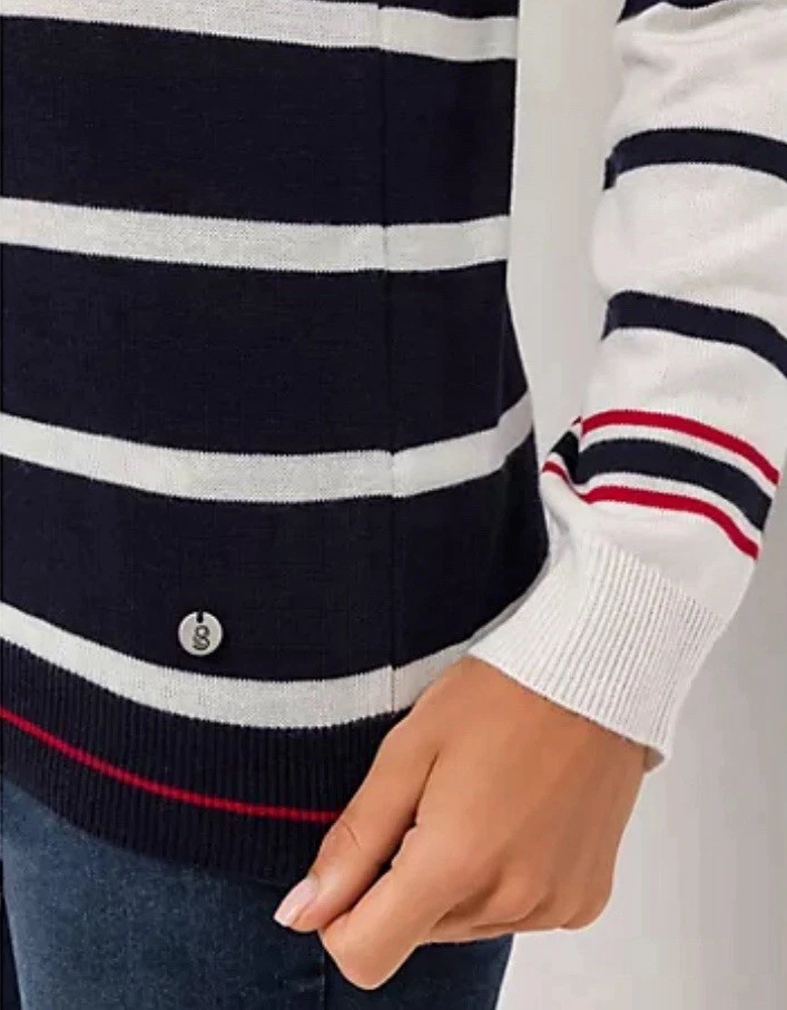 STRANDFEIN Pullover Rollkragen multicolor gestreift figurumspielend. Gr.48. D - Bild 3 von 3