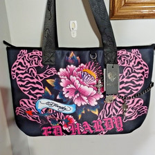 Ed Hardy Tattoo Print Multicolor Floral Tote Hand Bag ---NWT