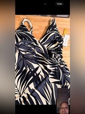 Anne Cole Navy and White Tropical Wrap One-Piece Swimsuit