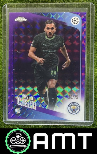 Rayan Cherki 2025-26 Topps Chrome UEFA CC 26/75 Purple Geometric Man City