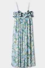 MANGO Sky Blue Floral Ruffled Dress Size US 2
