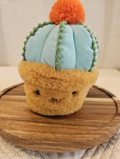 FAO Schwarz New 7" Plushie Saguaro Cactus Green Stem Orange Flower Sparklers