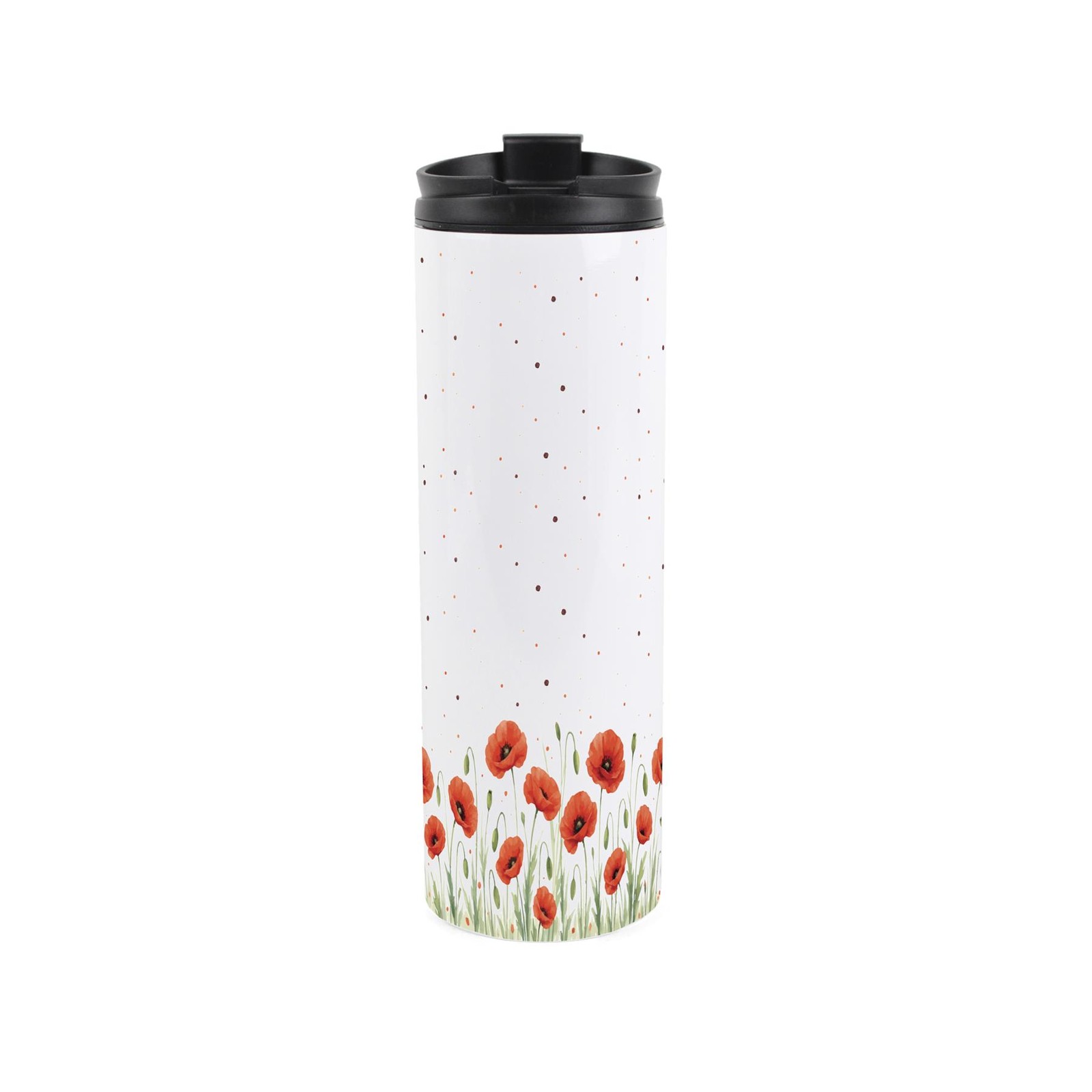 Summer Poppies Travel Flask - Reusable 500ml Stainless Steel Flask Mug Gift