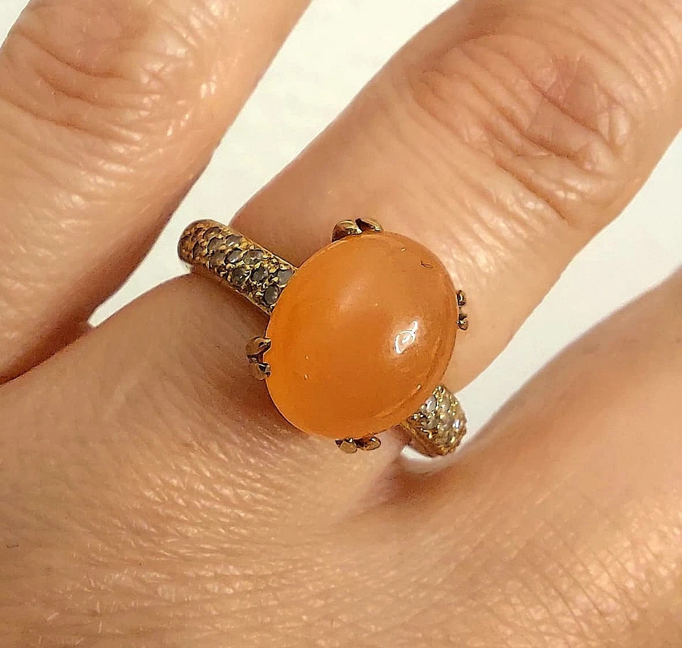 Damenring Ring 3,82g 333 8K Gold Gelbgold Diamanten 0,14Ct Mondstein Kein 585 75 - Bild 2 von 4